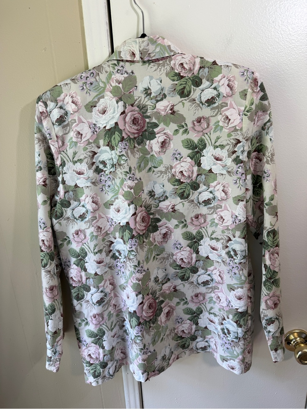 Vintage Floral Open Front Blazer Jacket Cottagecore Garden Roses Size 2 - Picture 6 of 12